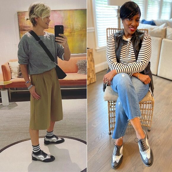 Office of Angela Scott Mr. Doubt Wingtip Brogue Silver Black Leather Oxford 36.5 - Picture 15 of 16